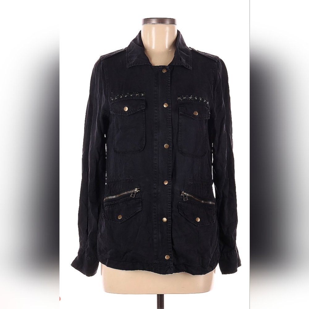 Esqualo shirt style jacket sz. 6 black studded zip style good condition